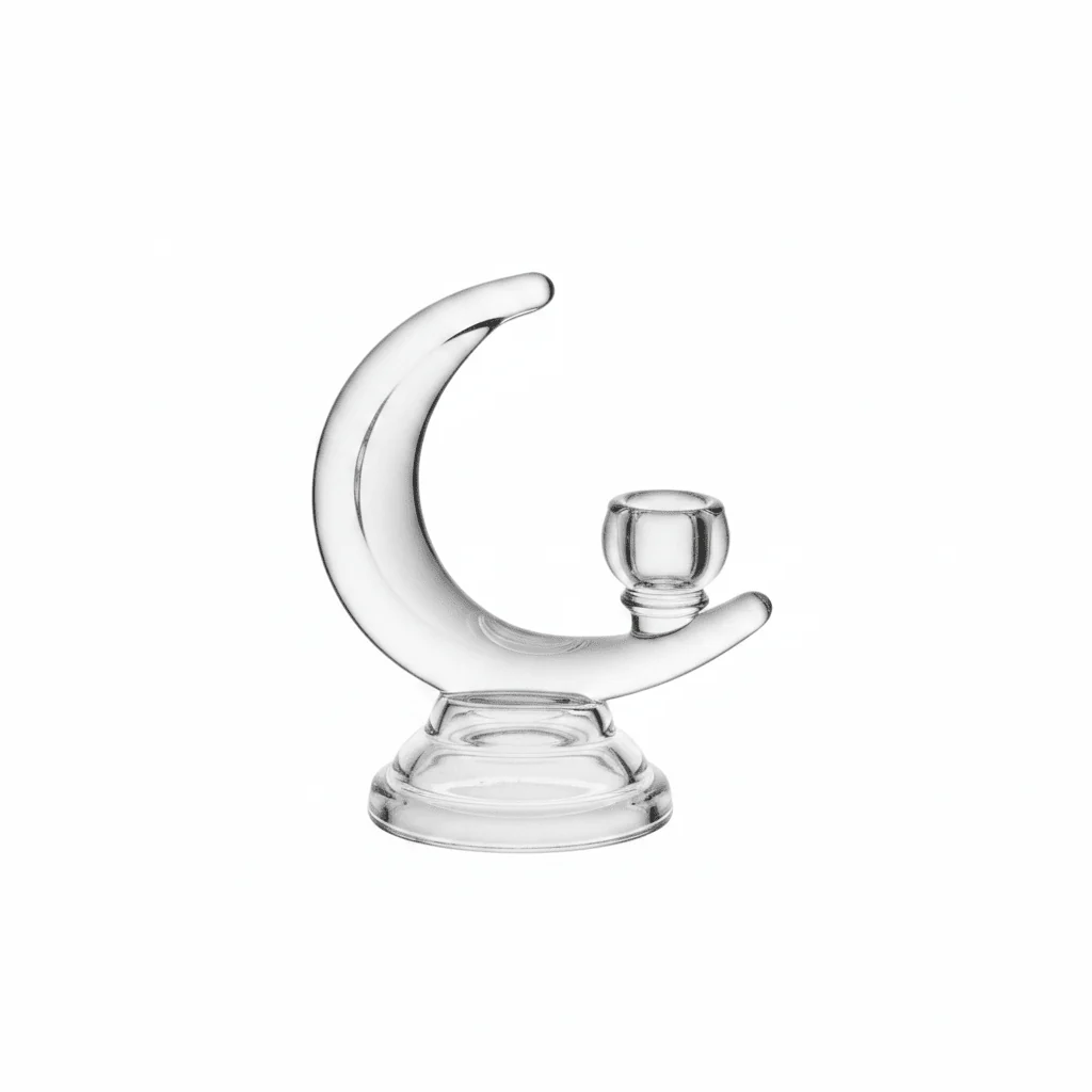 Modern Half Moon Shape Glass Candle Holder for Elegant Living Room Decoration – 17cm - Image 3