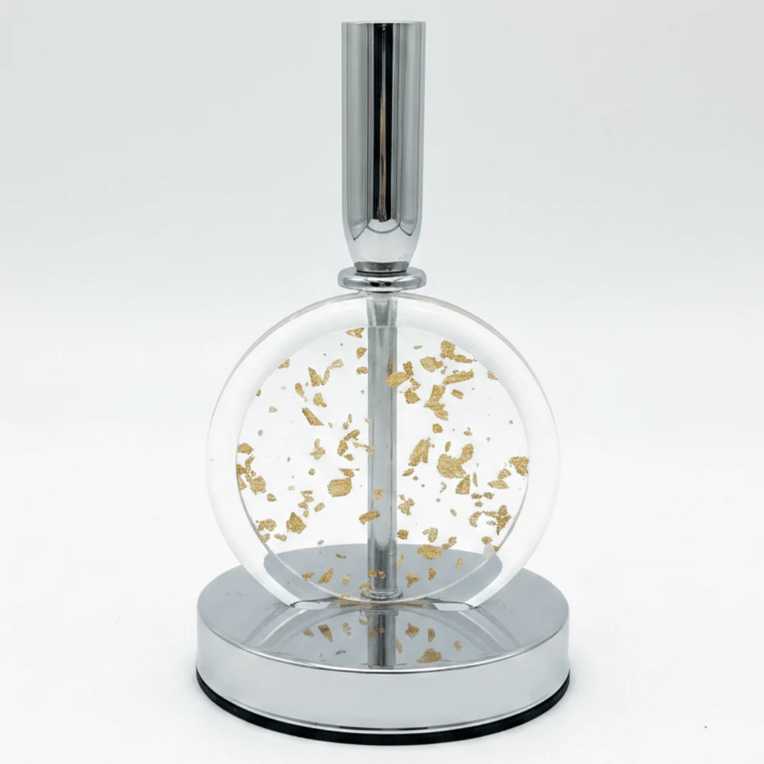 Modern Silver Metal & Plastic Luxury Candle Holder for Contemporary Interiors – 20cm