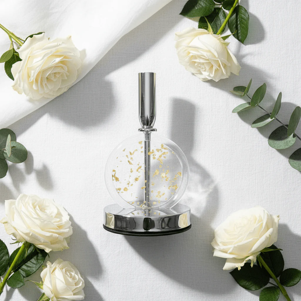 Modern Silver Metal & Plastic Luxury Candle Holder for Contemporary Interiors – 20cm - Image 3