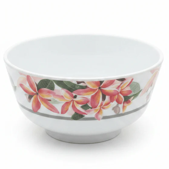 Moments Round White Melamine Soup Bowl with Elegant Flower Design, Deep Bowl for Soup, Curry & Snacks – 4.5 Inch