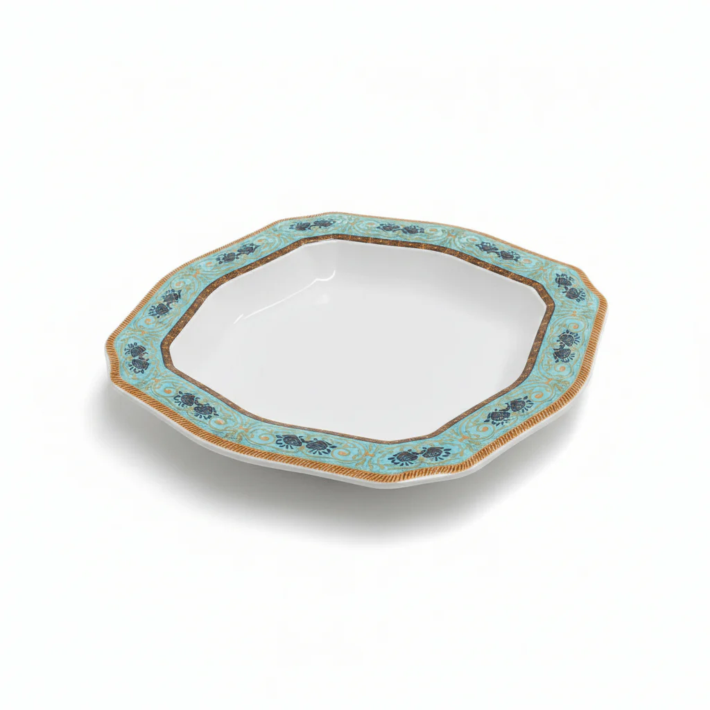 Moments Square White Melamine Deep Soup Plate with Multicolor Floral Design - 9.6 Inch - Image 3