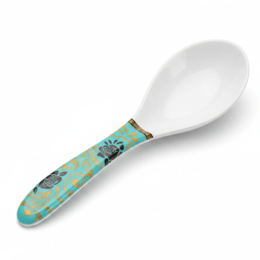 Moments White Melamine Rice Spoon with Multicolor Floral Design - 20 cm