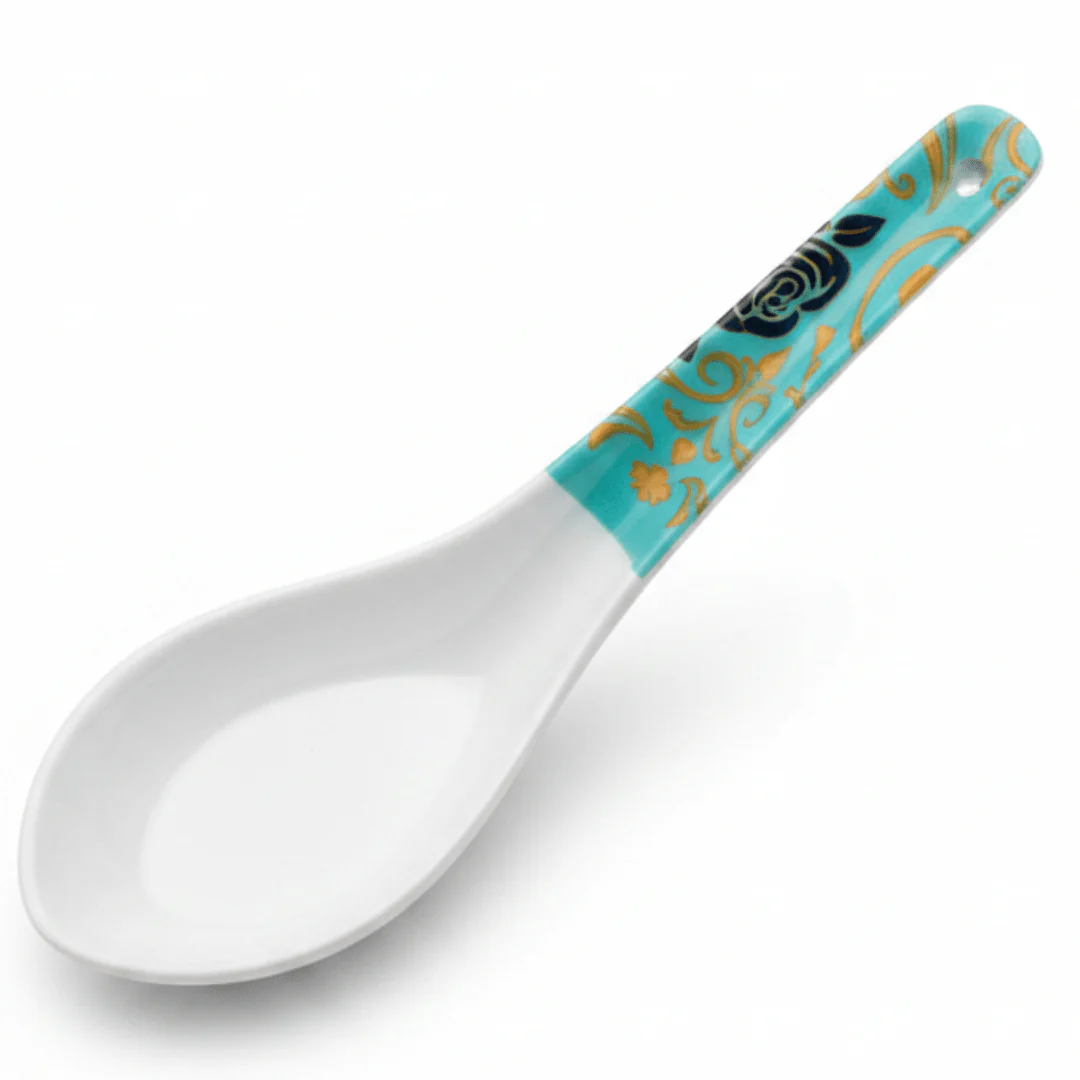 Moments White Melamine Spoon with Multicolor Floral Design - 12 cm