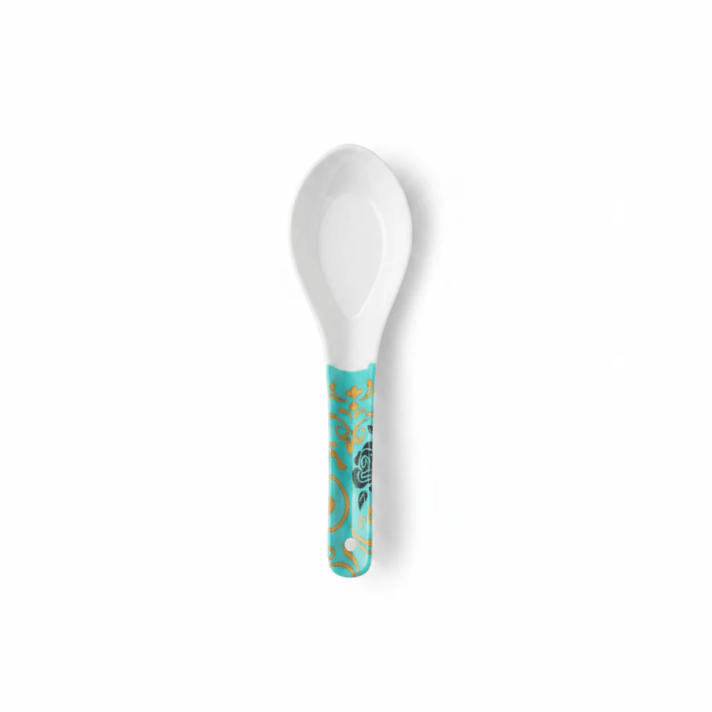 Moments White Melamine Spoon with Multicolor Floral Design - 12 cm - Image 3