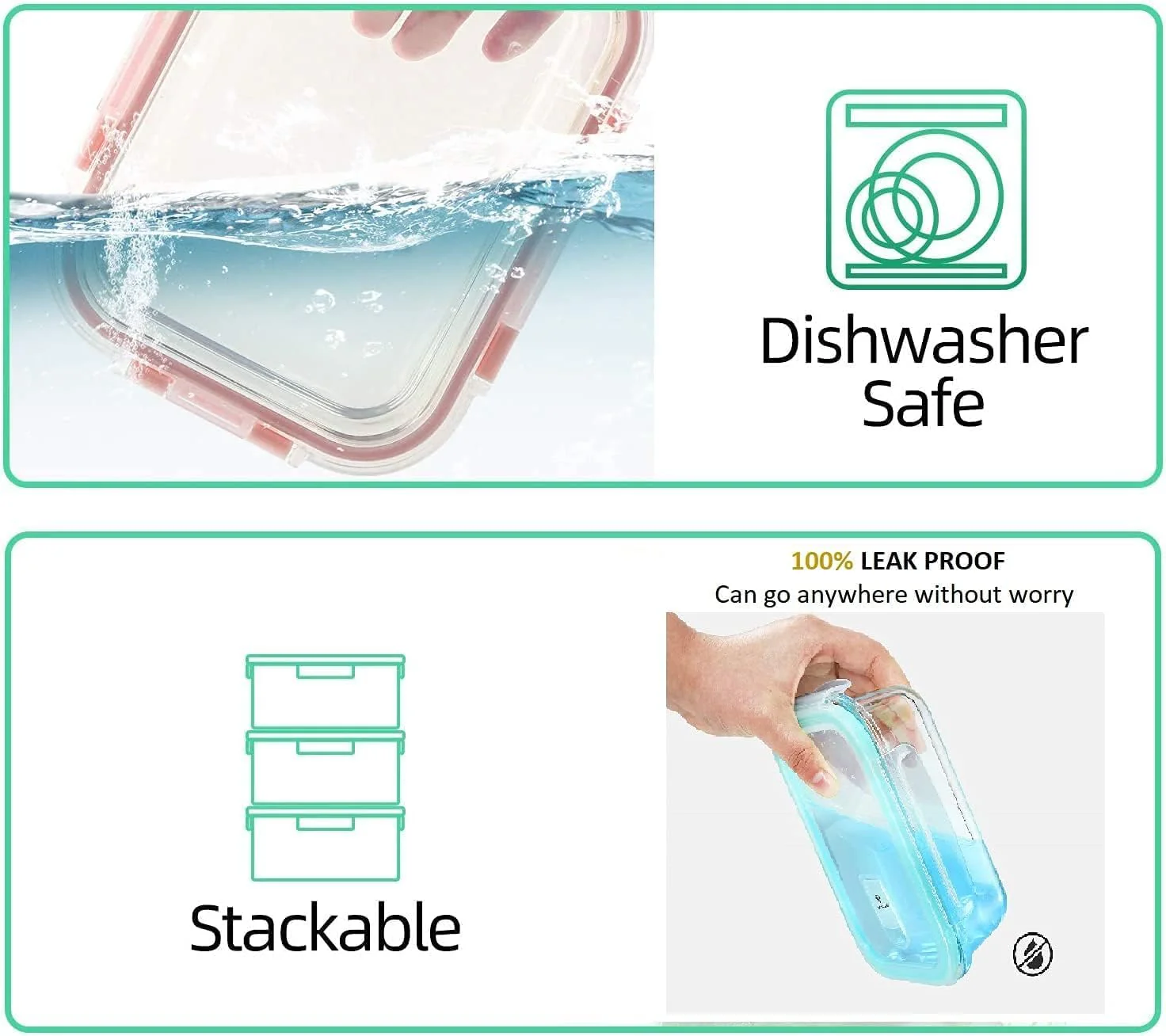 Mondex Glass Food Container With Lock Lid, 1600ml - cmn0099 - Image 5