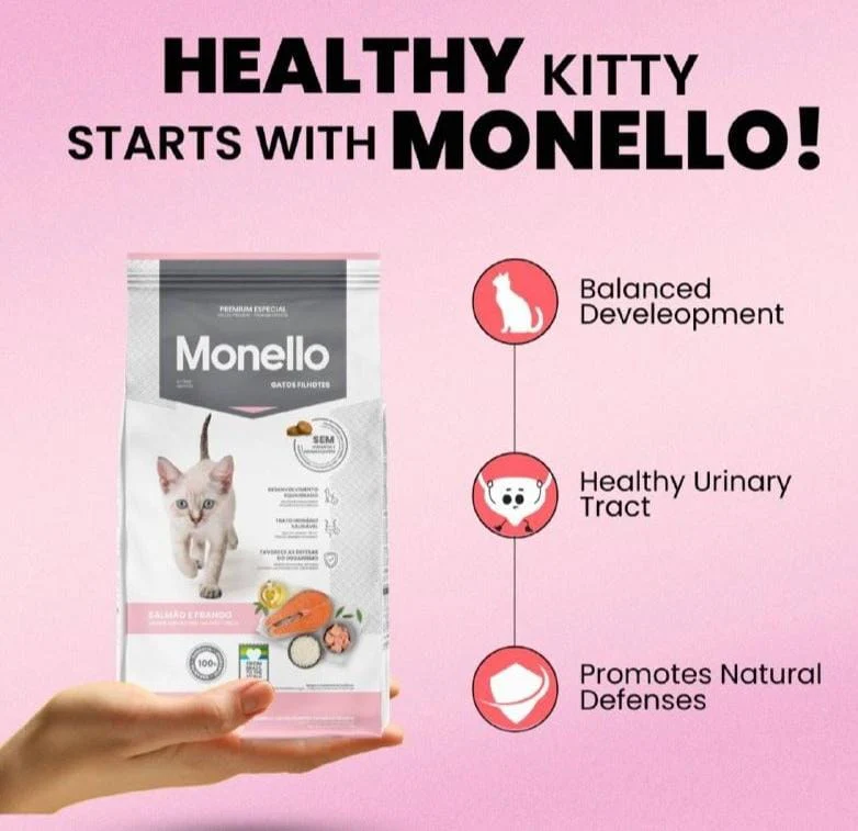 Monello Kitten Dry Food 1kg – Nutritious Salmon & Chicken Flavor, Balanced Formula for Growing Kittens & Strong Immunity - Image 2
