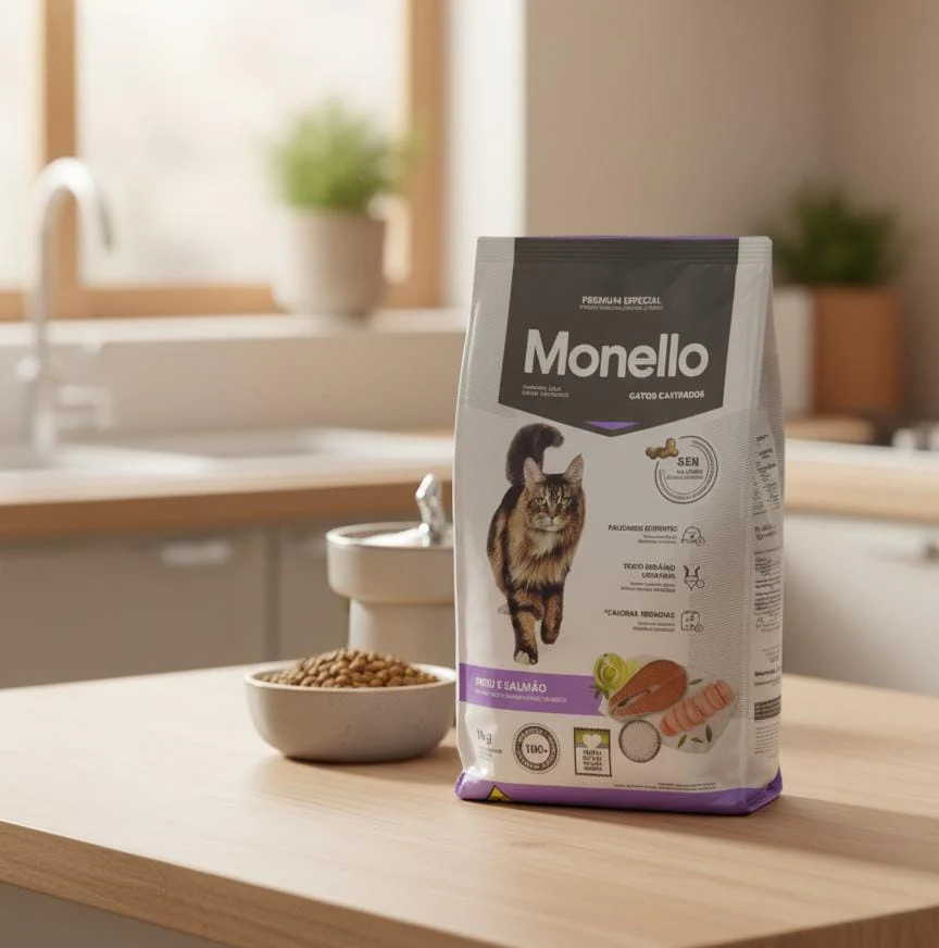 Monello Sterilized Cat Dry Food 1kg – Turkey & Salmon Flavor, Weight Management Formula for Healthy & Active Cats