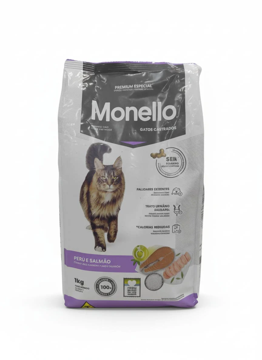 Monello Sterilized Cat Dry Food 1kg – Turkey & Salmon Flavor, Weight Management Formula for Healthy & Active Cats - Image 2