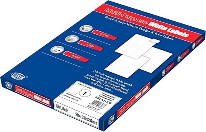 FIS FSLA1-100 Multipurpose Laser Label (100 Sheet x 65 labels), White
