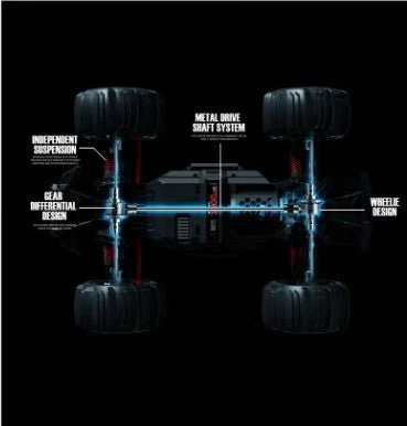 My Toys Typhoon 1:10 Scale Racing Car, 2.4G Super Fast, Independent Suspension, Metal Drive Shaft System, Gear Differential Designl, 3kg Analog Servo, 550 Power Motor, Blue-MT675 - Image 4