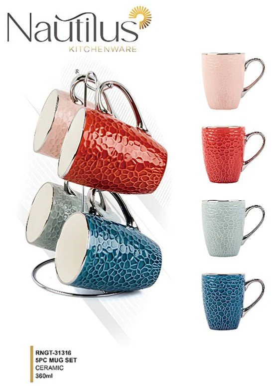 NAUTILUS 5pcs Mug Set, 12oz Mug with Stand, RNGT-31316 - Image 2
