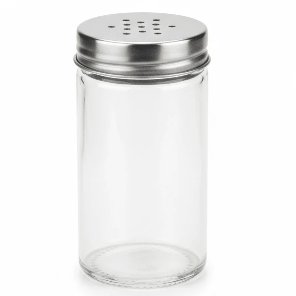 Nautilus Clear Glass Salt & Pepper Shaker Set with Durable Metal Lid for Dining Table & Kitchen Use – 10×5cm