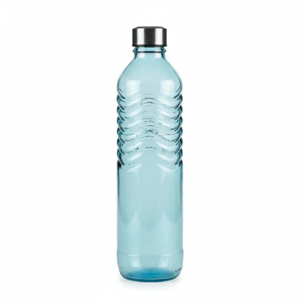Nautilus Glass Jar 1250ml Glass, Non-Toxic and Food-Safe Material, Dishwasher Safe ,With metal lid , Transparent Blue