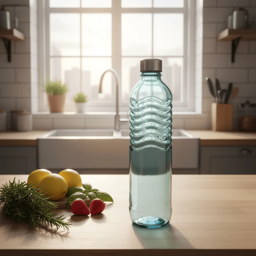 Nautilus Glass Jar 1250ml Glass, Non-Toxic and Food-Safe Material, Dishwasher Safe ,With metal lid , Transparent Blue - Image 2