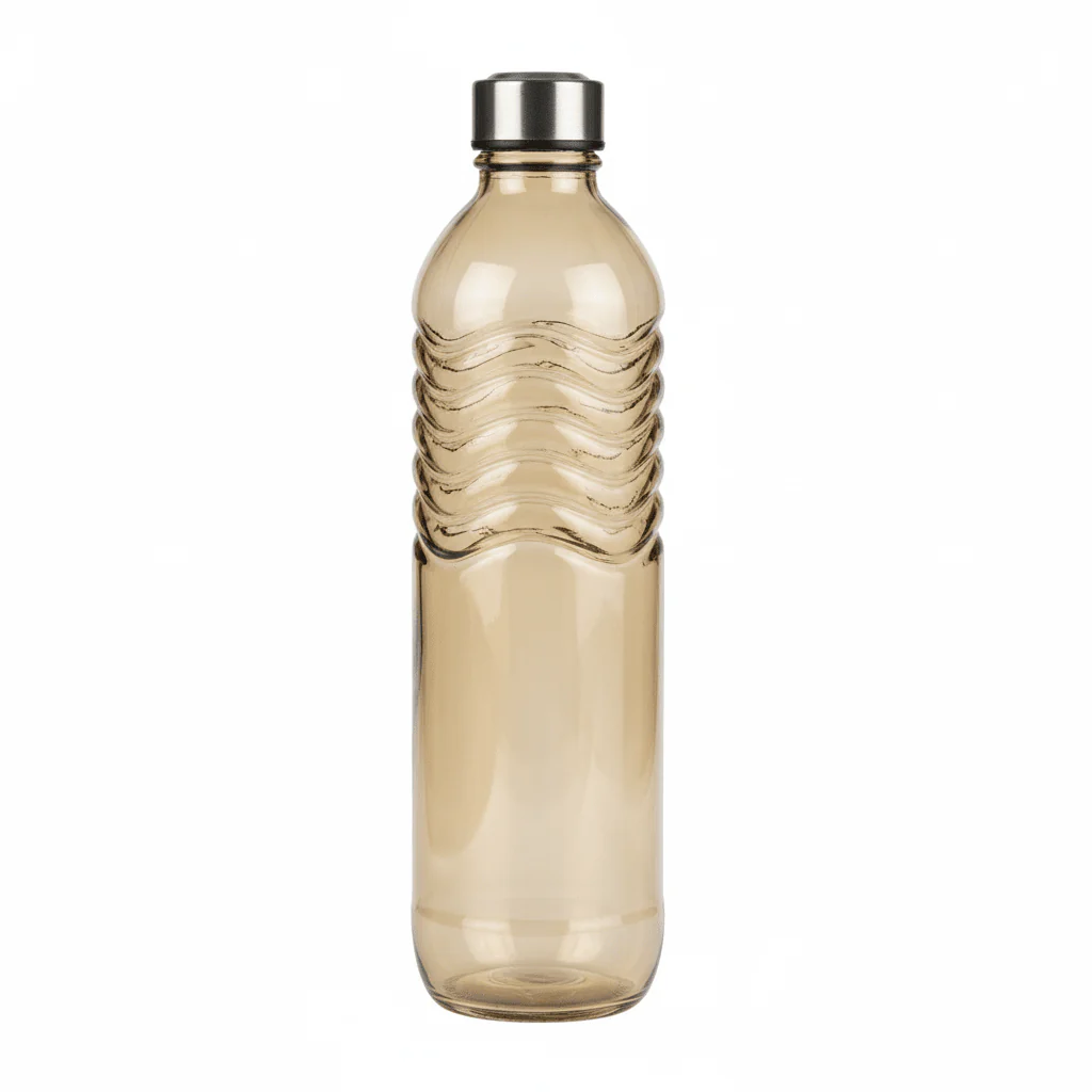 Nautilus Glass Jar 1250ml Glass, Non-Toxic and Food-Safe Material, Dishwasher Safe ,With metal lid, Transparent Brown