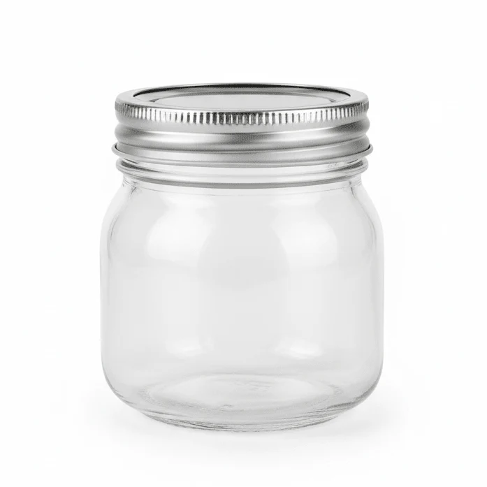 Nautilus Glass Jar 260ml Glass, Non-Toxic and Food-Safe Material, Dishwasher Safe ,With metal lid - Clear