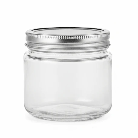 Nautilus Glass Jar 270ml Glass, Non-Toxic and Food-Safe Material, Dishwasher Safe ,With metal lid - Clear and Silver