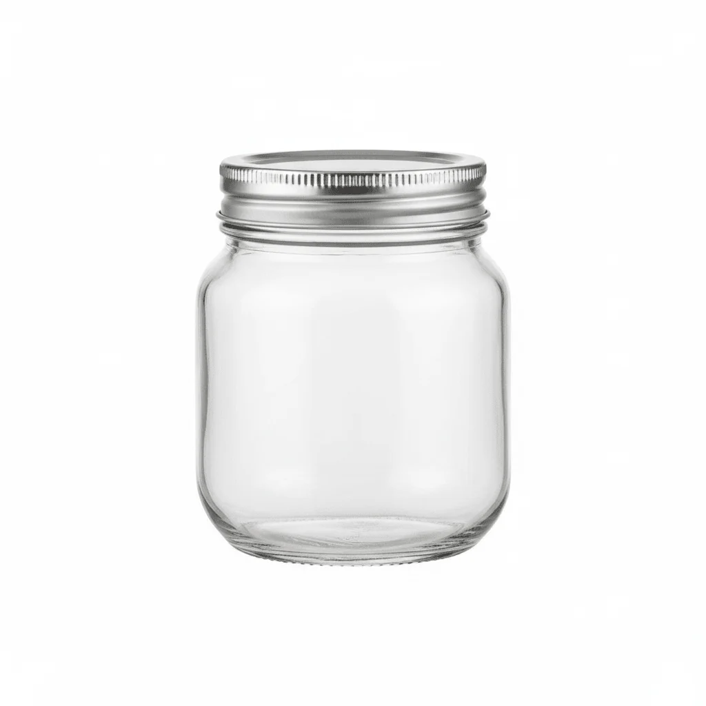 Nautilus Glass Jar 330ml Glass, Non-Toxic and Food-Safe Material, Dishwasher Safe ,With metal lid - Clear