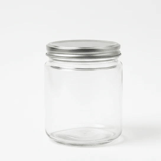Nautilus Glass Jar 420ml Glass With metal lid - Clear and Silver, RNGT-10609