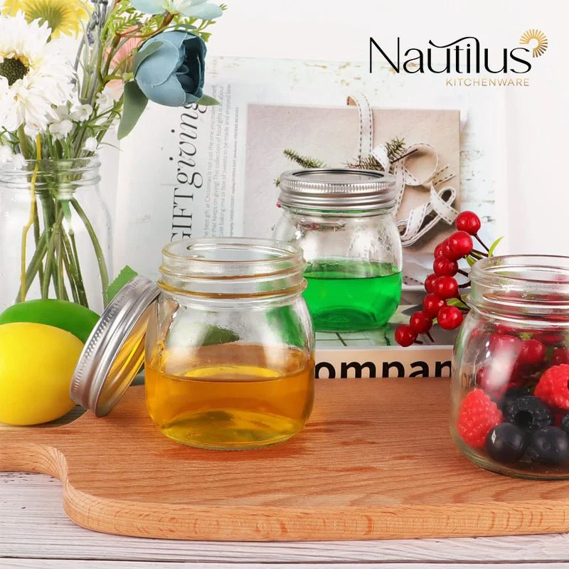 Nautilus Glass Jar 430ml Glass, Non-Toxic and Food-Safe Material, Dishwasher Safe ,With metal lid - Clear - Image 2