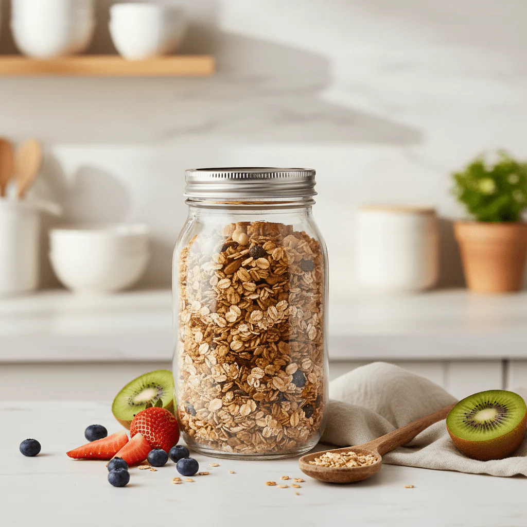 Nautilus Glass Jar 490ml Glass, Non-Toxic and Food-Safe Material, Dishwasher Safe ,With metal lid - Clear - Image 2