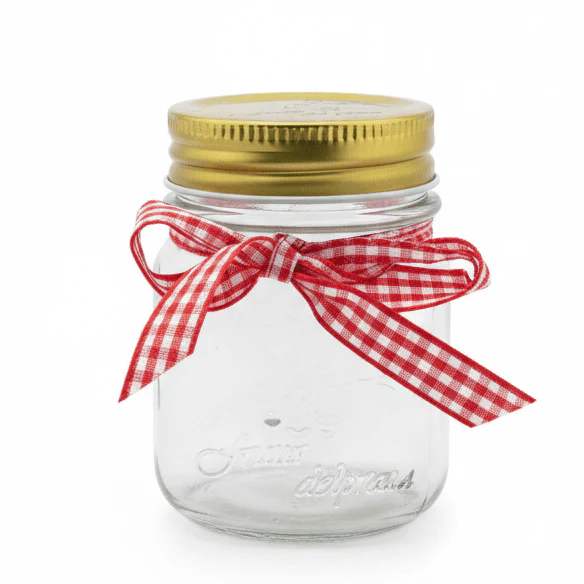 Nautilus Glass Storage Jar 150Ml with Metal Lid, Clear and Gold