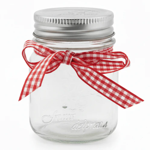 Nautilus Glass Storage Jar 150Ml with Metal Lid, Clear and Silver
