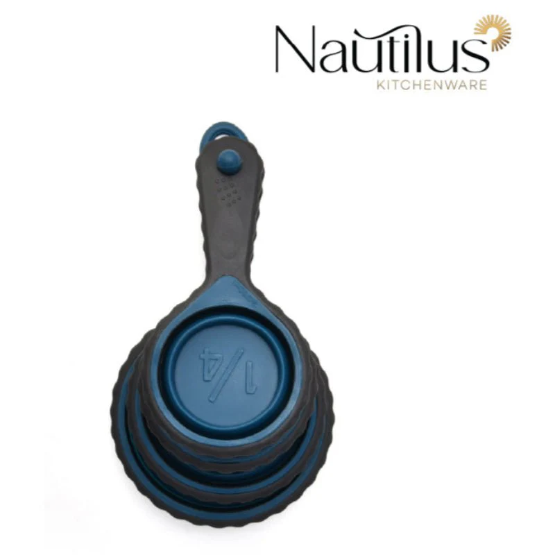 NAUTILUS Measuring Cup 4pcs Set (1/4cup, 1/3cup, 1/2cup, 1cup), Blue and Grey - Image 2