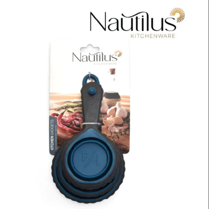 NAUTILUS Measuring Cup 4pcs Set (1/4cup, 1/3cup, 1/2cup, 1cup), Blue and Grey - Image 3