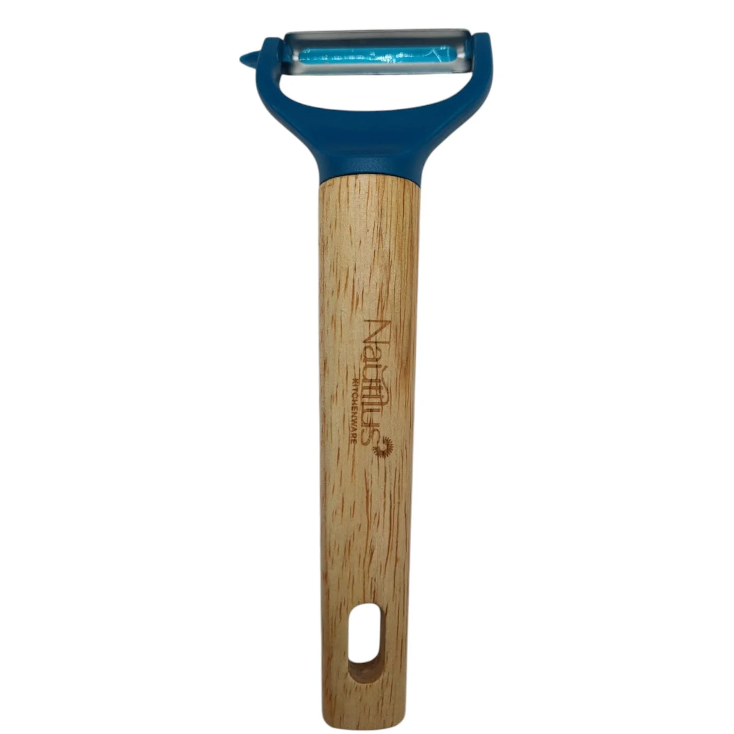 Nautilus Nautilus Wooden Handle Steel Blade Peeler-18cmX6cm -Blue&Wooden - Image 2