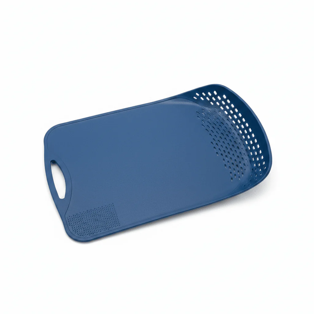 Nautilus 2-in-1 PP Cutting Board with Built-In Colander | 33×20cm | Navy Blue - Image 3