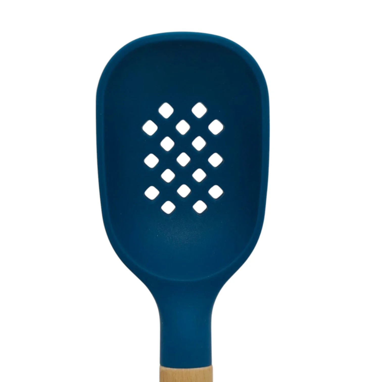 Nautilus Silicone Slotted Spoon With Wooden Handle-33cmX7cm-Blue&Wooden - Image 4