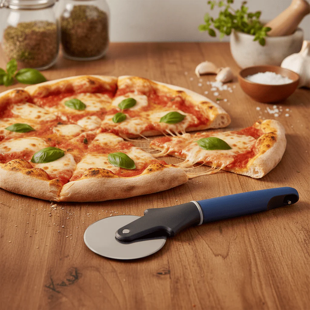 Nautilus Soft Grip Pizza Cutter 22 cm RNGT-0804 Blue – Easy Slice Wheel Cutter - Image 2