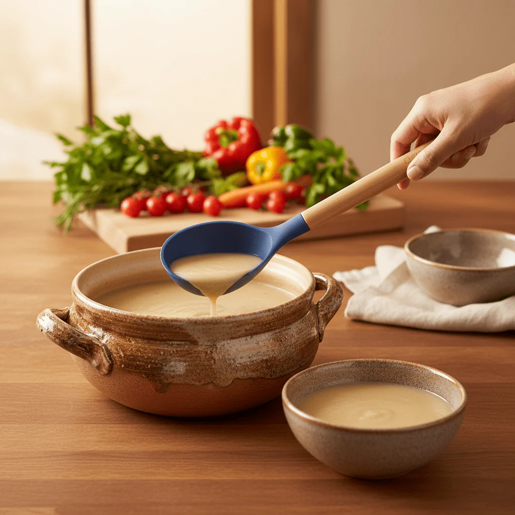 Nautilus Wooden Handle Silicone Ladle – 30cm Heat-Resistant Kitchen Tool (RNGT-5525) - Image 2