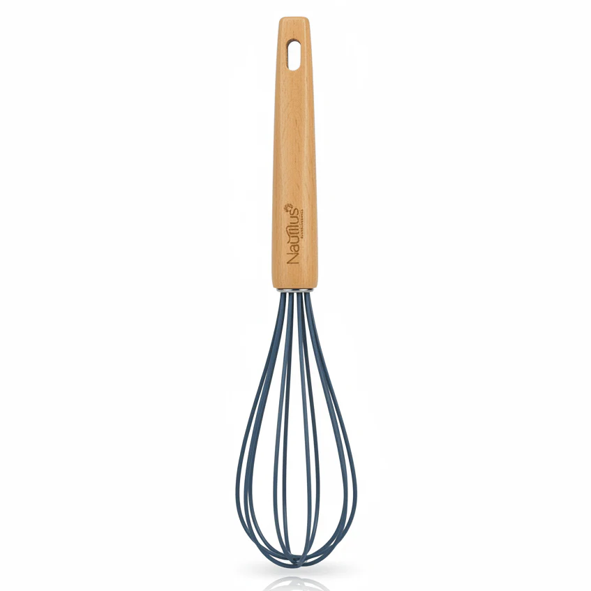Nautilus Wooden Handle Silicone Whisk – 31cm Durable Mixing Tool (RNGT-0522)