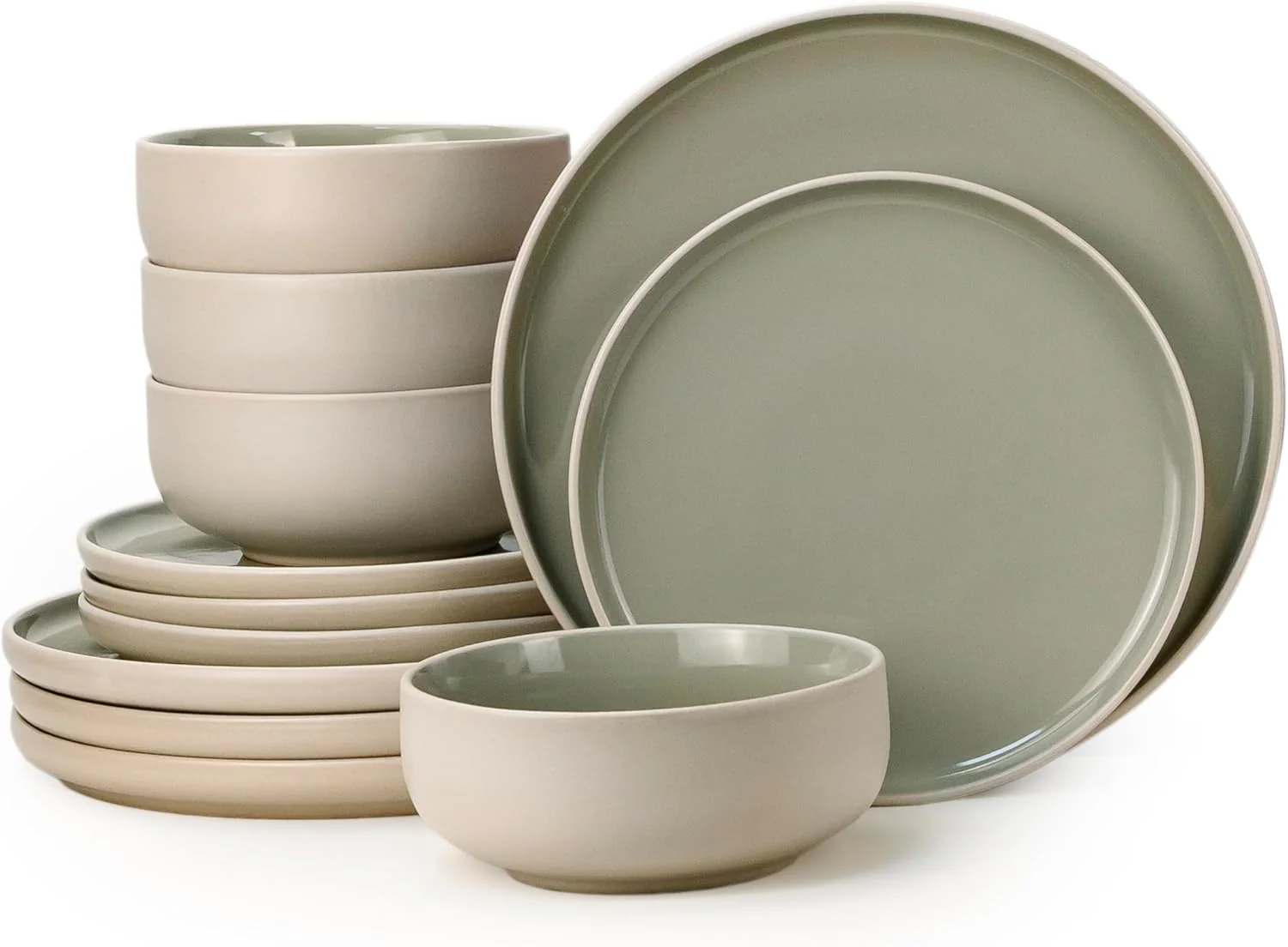 Cuisine Art MOLY 12-Piece Stoneware Crockery Dinner Set - Complete Service for 4 with Dinner Plates, Salad Plates & Bowls - Modern Ceramic Crockery in Gift Box for Home & Kitchen