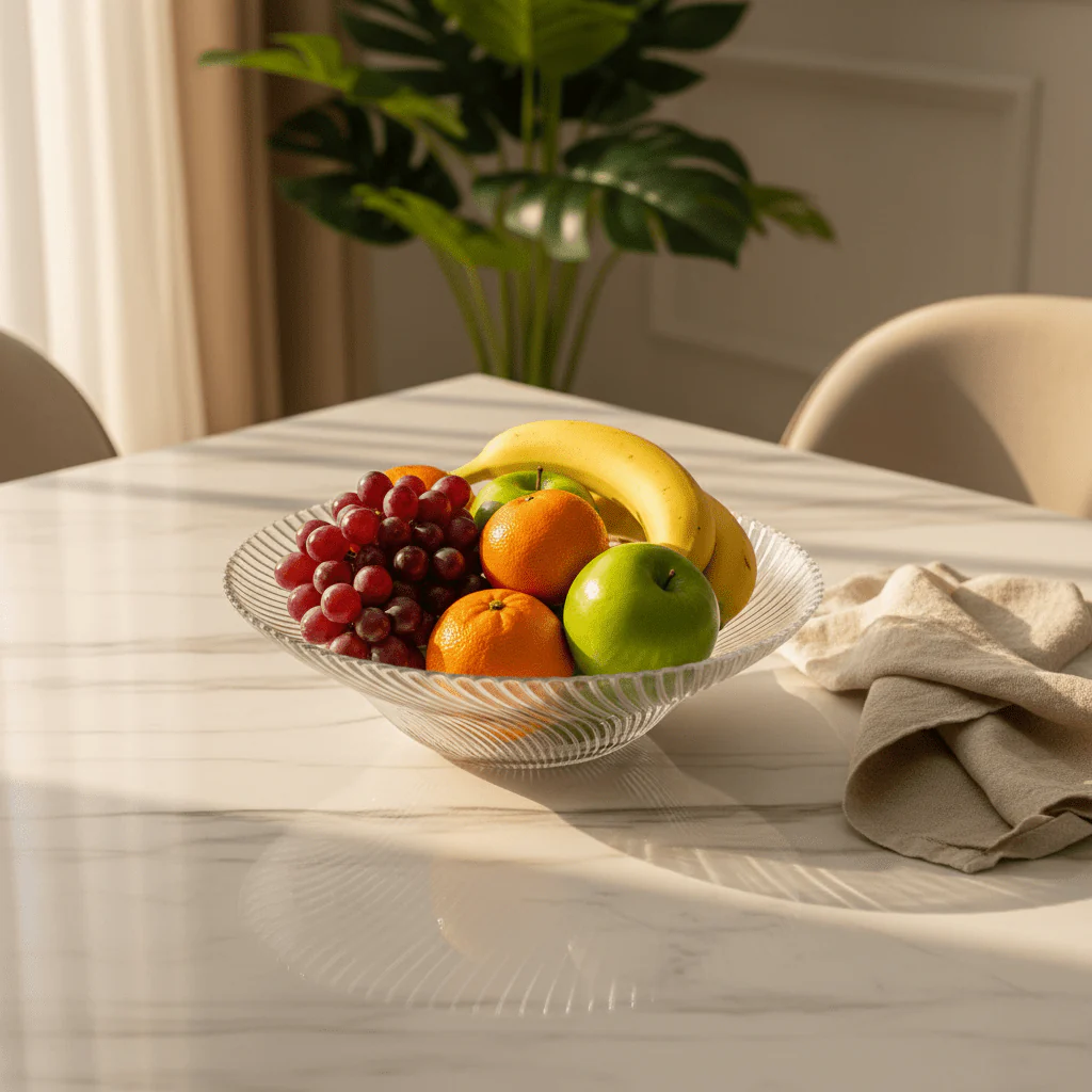Neo Alpha Round Glass Fruit Plate – Modern Plate for Fruit, Dessert & Elegant Presentation 270 mm - Image 2