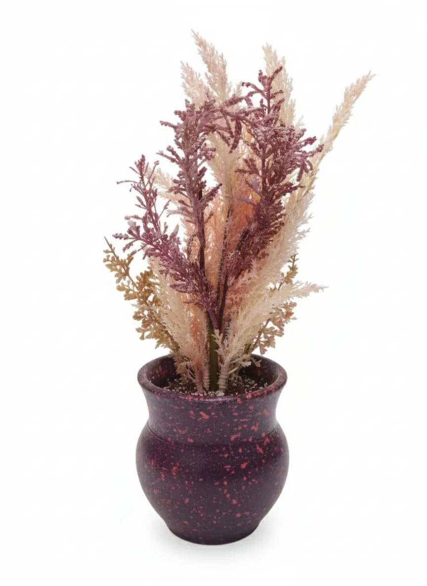Next Rose Artificial Pampas Plant - Wispy Plumes in Ceramic Pot, Modern and Stylish for Contemporary Homes, 35 cm,"- Wispy polystyrene foam plumes for modern style.