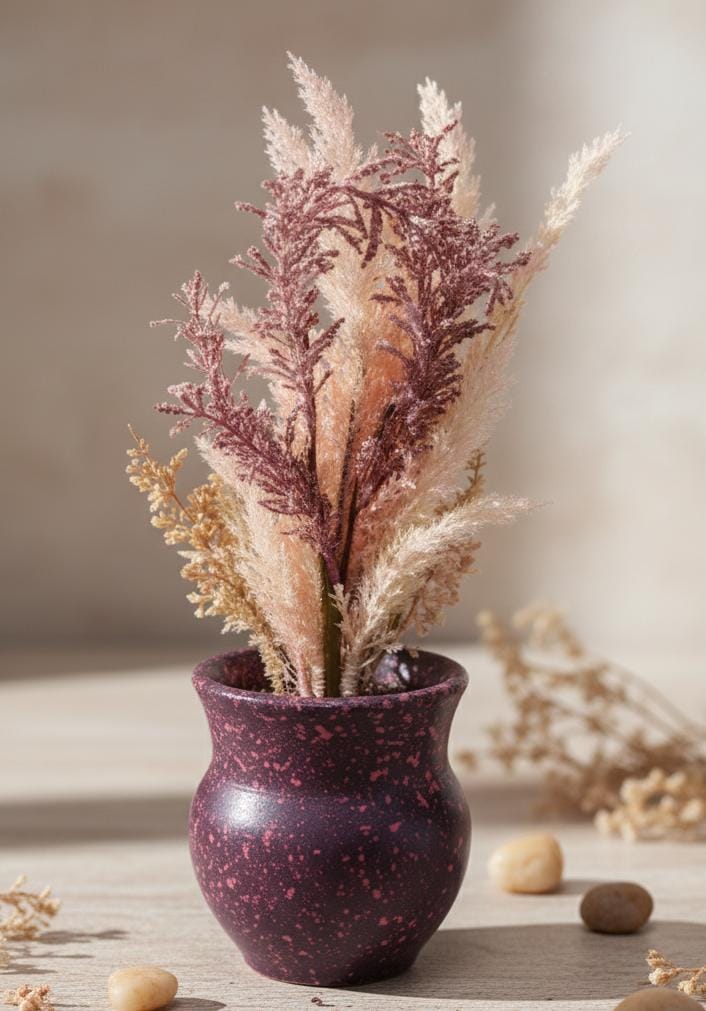 Next Rose Artificial Pampas Plant - Wispy Plumes in Ceramic Pot, Modern and Stylish for Contemporary Homes, 35 cm,"- Wispy polystyrene foam plumes for modern style. - Image 2