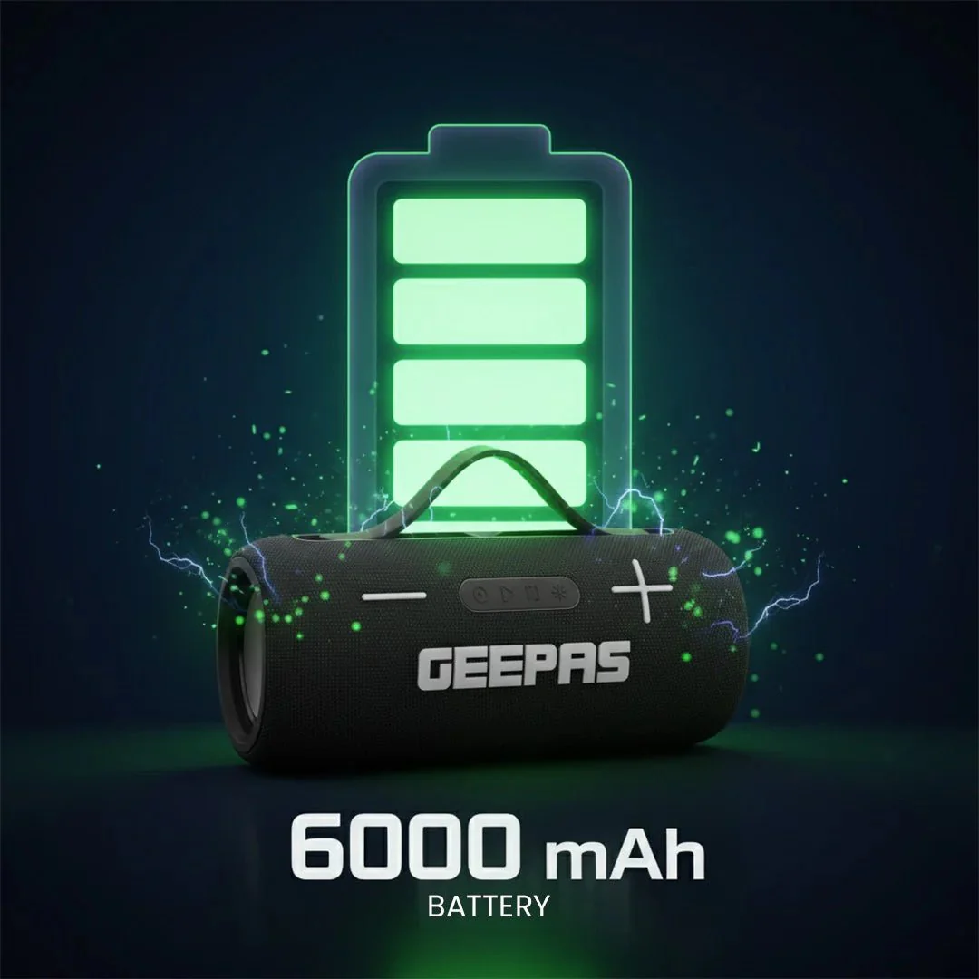 Geepas GMS11201 Water Resistant Bluetooth Speaker | Portable Wireless Design with Long Battery Life, 10m Bluetooth Range, Powerful Sound, Built-in Mic & Easy Connectivity - Image 4