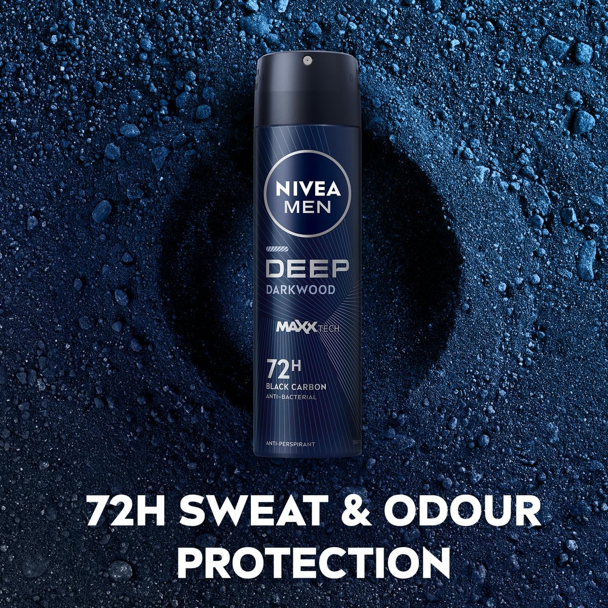 Nivea Men Antiperspirant Spray for Men, 48h Protection, DEEP Black Carbon Antibacterial, Woody Scent-150ML - Image 3