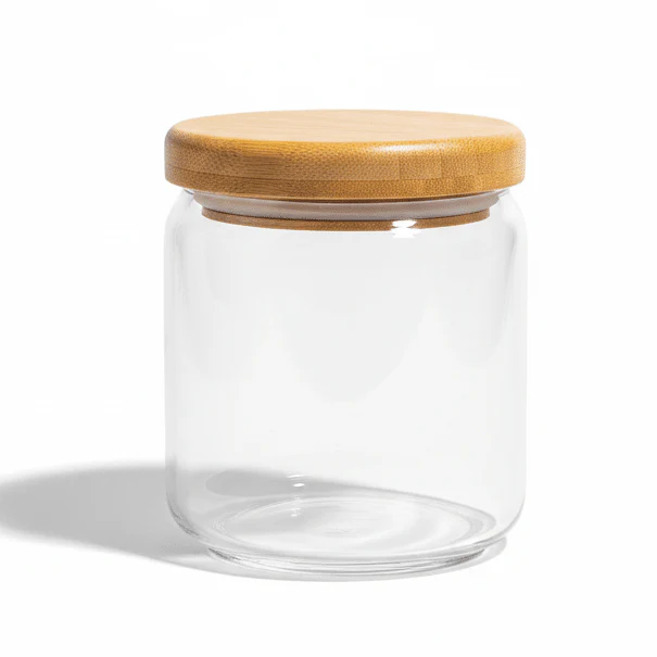 Ocean Glass Airtight Storage Jar with Wooden Lid – 500ml Kitchen Container