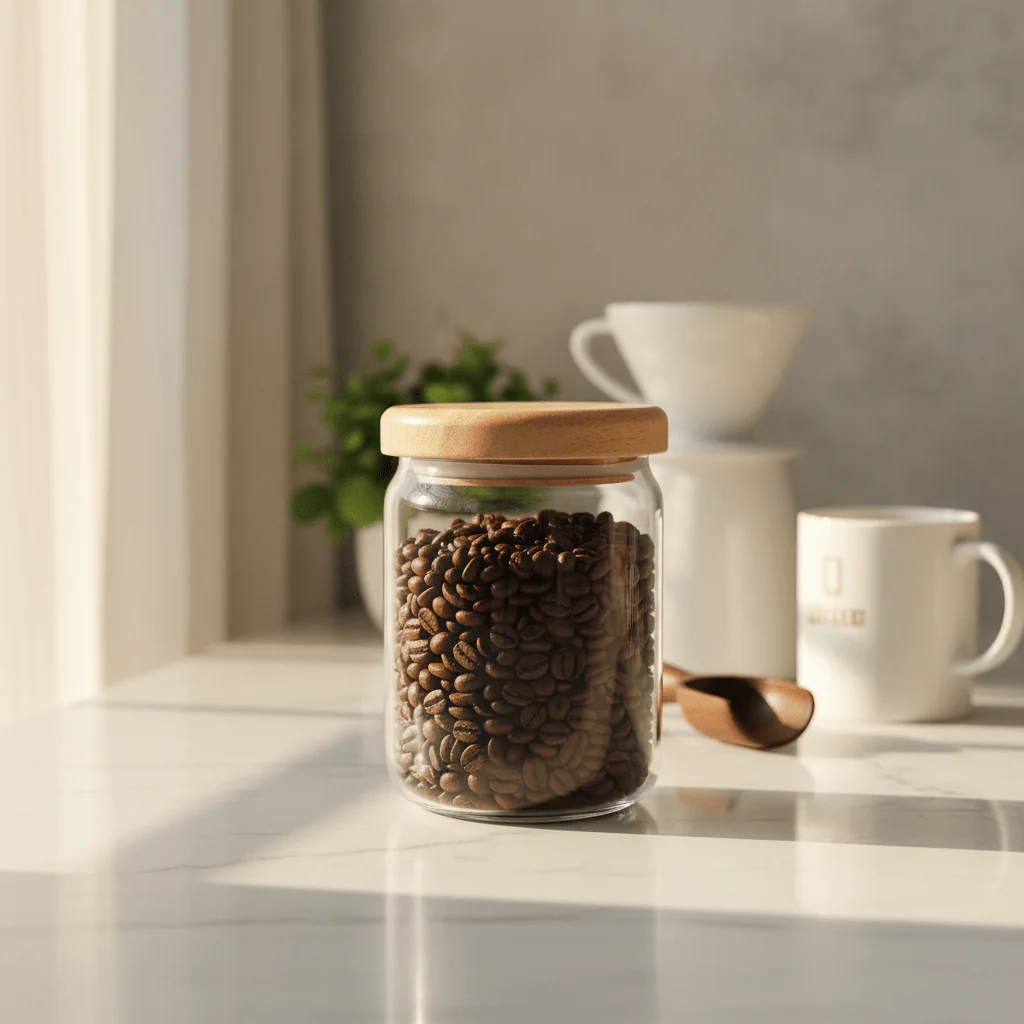 Ocean Glass Airtight Storage Jar with Wooden Lid – 500ml Kitchen Container - Image 2