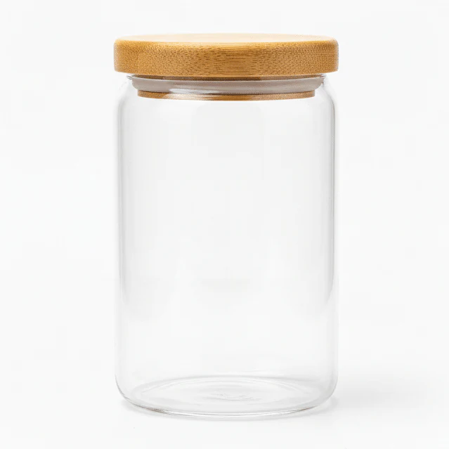 Ocean Glass Premium Glass Storage Jar with Wooden Airtight Lid – 750ml