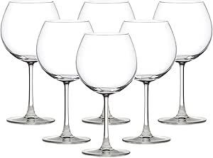 Ocean Madison Burgundy Glass, Set Of 6, Clear, 650 Ml, 015D22, Chalice Glass, Stemware Glass, Snifter Glass, Wine Glass, Stemmed Wine Glass