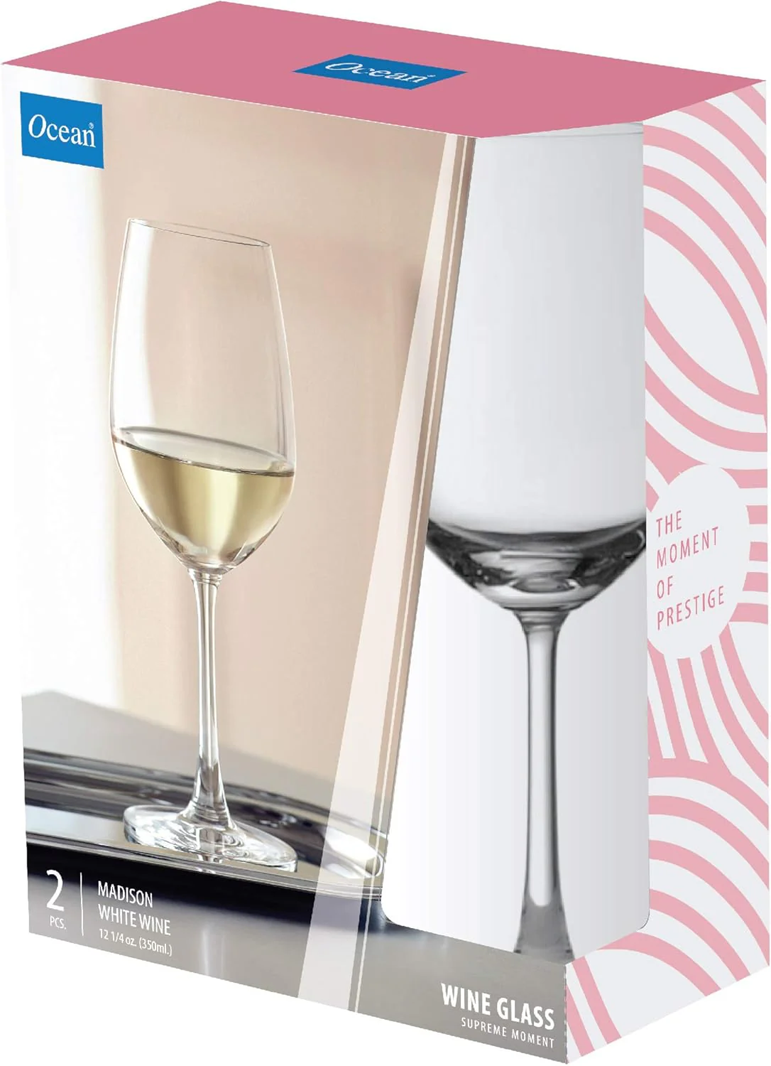 Ocean Madison White Wine Glasses Set Of 2, Clear, 350 Ml, 015W1202, Cabernet Sauvignon Glass, Bordeaux Glass, White Wine Glass, Stemmed Wine Glass, Wine Sipper - Image 2