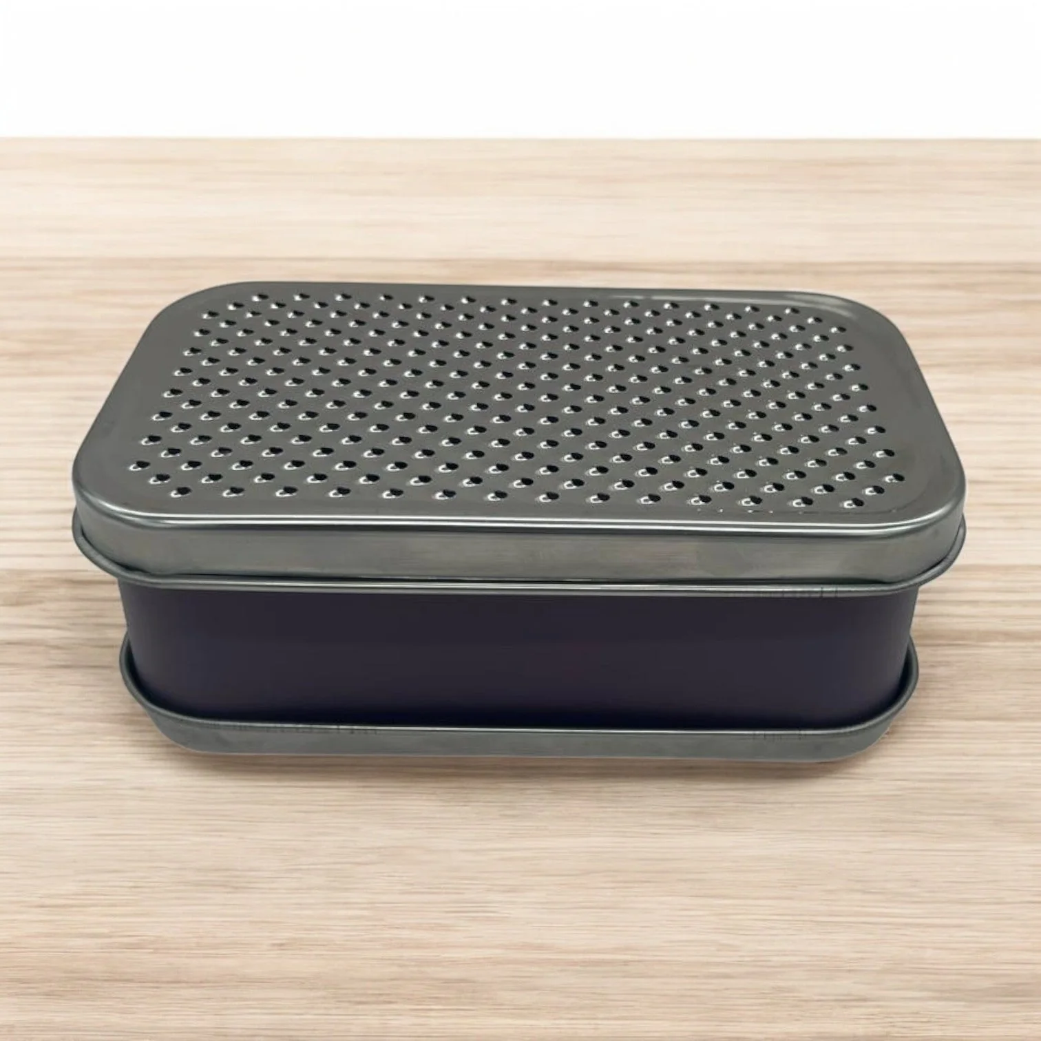 Ococicoki Grater 2 Way Steel Blade Plastic Box Grater Box 18cmX10cmX8cm-Purple&Steel - Image 3