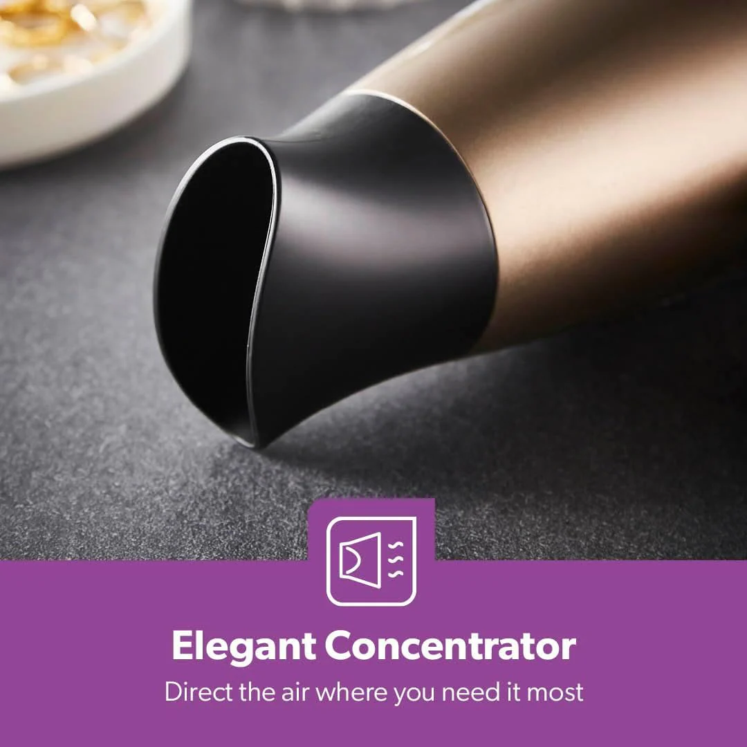 Geepas 1600W Powerful Travel Hair Dryer with Foldable Handle | Fast Drying Result | 2-Speed & 2 Temperature Settings | Cool Shot Function For Frizz Free Shine & Elegant Concentrator - Image 3
