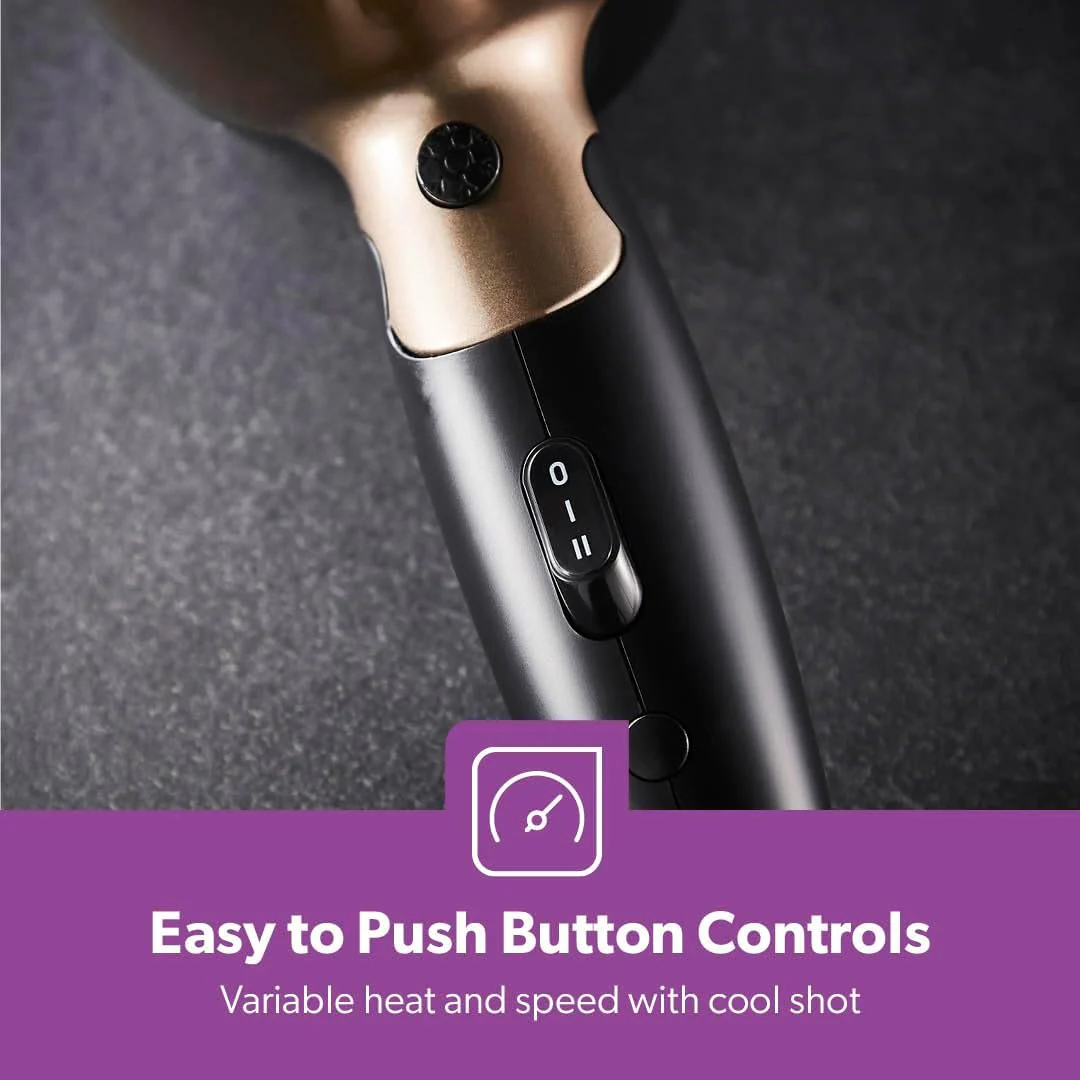 Geepas 1600W Powerful Travel Hair Dryer with Foldable Handle | Fast Drying Result | 2-Speed & 2 Temperature Settings | Cool Shot Function For Frizz Free Shine & Elegant Concentrator - Image 4