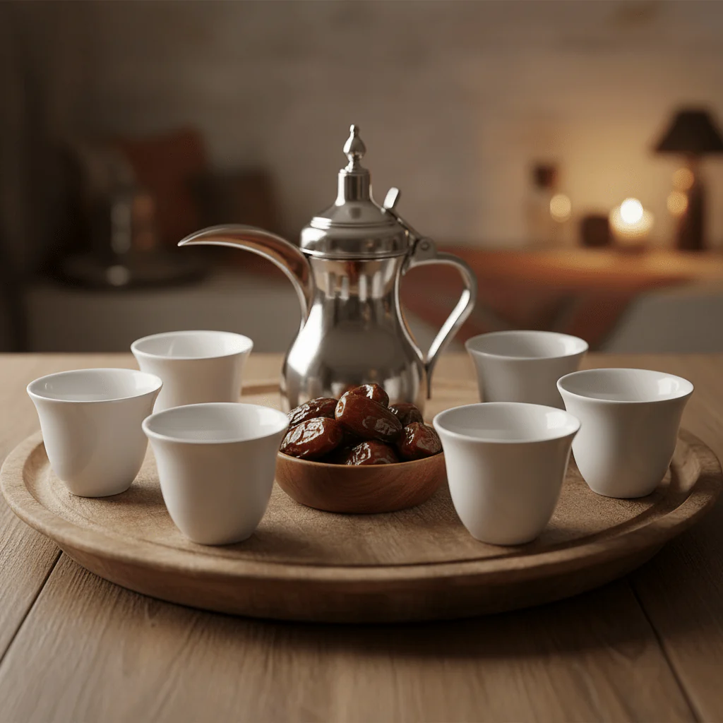 Olive 6pcs White Plain Ceramic Cawa Cup Set 80ml Minimalist Classic Small Cups for Coffee Espresso and Tea Serving - Image 2